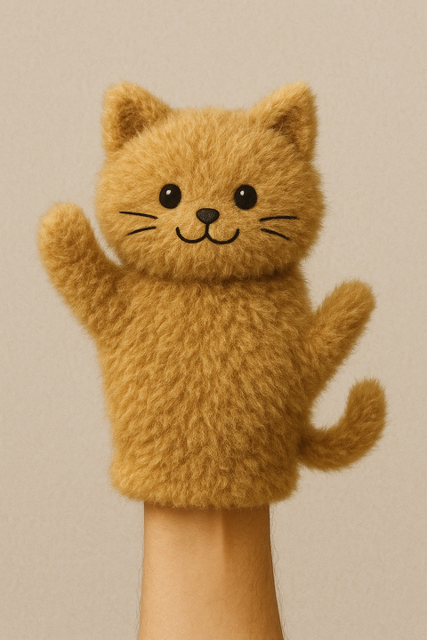 Fluffy Cat Puppet with Waving Paw.png